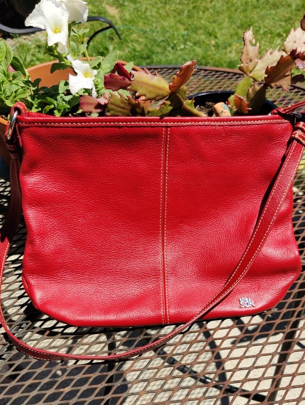Red Leather Crossbody Bag by The Sak